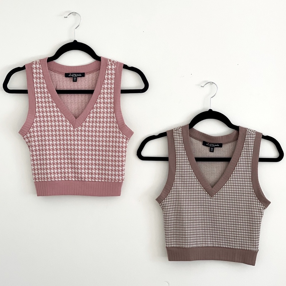 Extra-Small Pink and Brown Mixed Threads Sweater Vests!